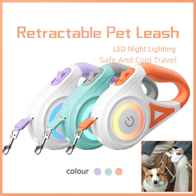 Dog Retractable Leash and Dog Collar Spotlight Automatic Pet Dog Cat Traction Rope