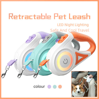 Dog Retractable Leash and Dog Collar Spotlight Automatic Pet Dog Cat Traction Rope